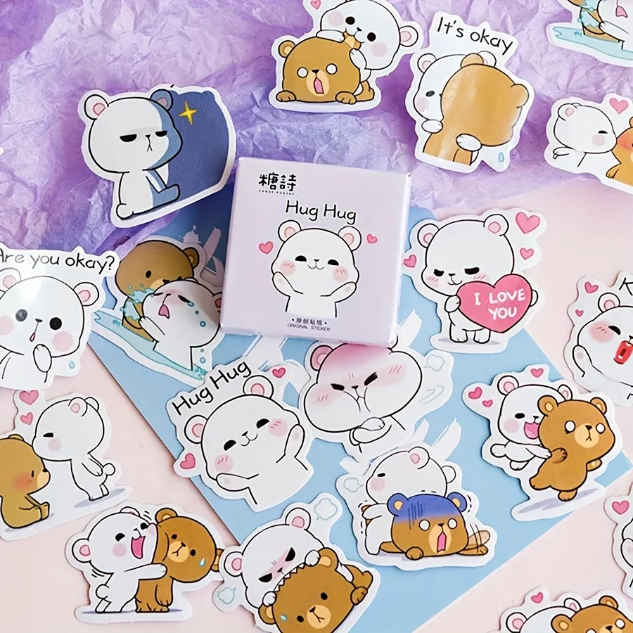 

1box Journal Label Paper Small Diary Stickers Scrapbooking Bear Hug Flakes