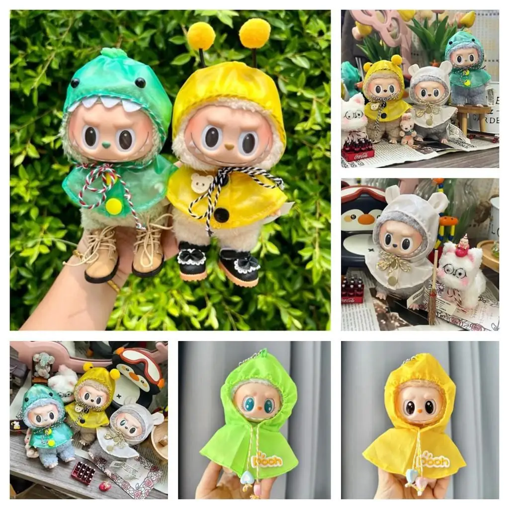 For 17cm Labubu Doll Clothes outfit Raincoat Clothes Hoodies Doll Clothes Color Match Hoodies Dolls Accessories Little Cloths