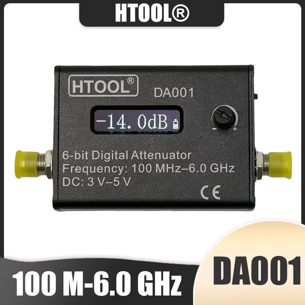 HTOOL DA001 RF Attenuator 0.5dB Step DC-6GHz 0-31.5dB High Precision Type-C OLED for Industrial Communication