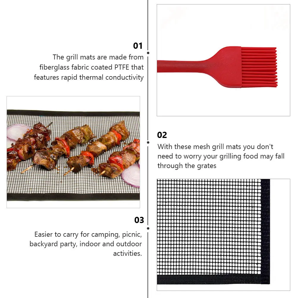 

Nonstick Bbq Grill Mat Reusable Mesh Barbecue Grid Sheet Liners Heat Resistant Outdoor Grill Pad Barbecue Grid Mat