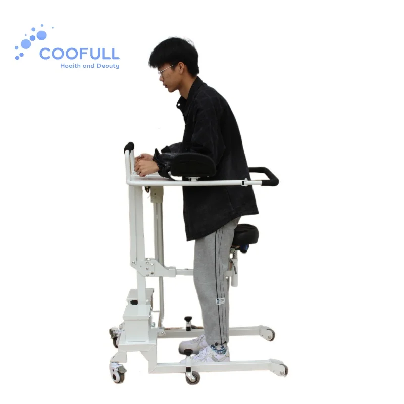 Coolfull  One-Button Control Electric Hemiplegic Walker with Seat Transfer Auxiliary Standing Frame Rehabilitation Therapy