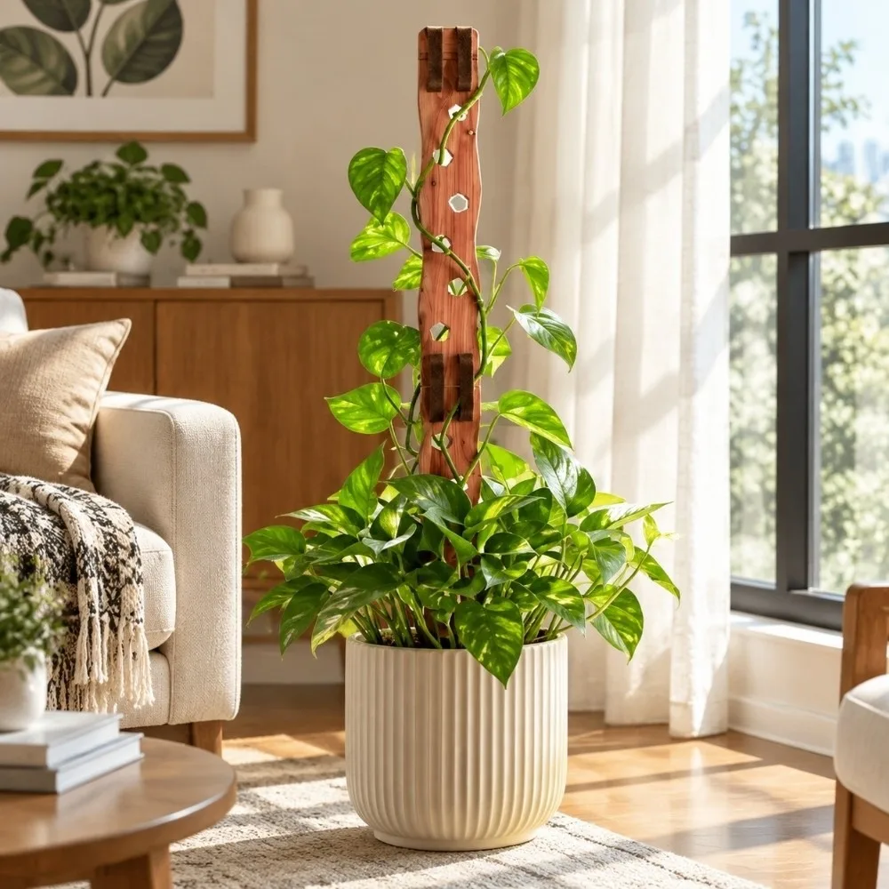 Wooden Plant Support Frame Extendable Hollow Out Plant Stand 2-In-1 Adjustable Plant Climbing Trellis Potted Plant