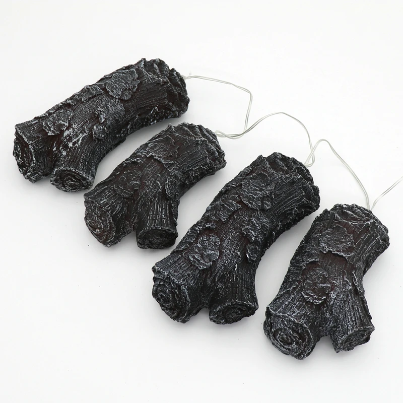 1 Set 3D-Harz-Holzkohle-Lampe, simulierte Holzkohle-Streifen, Kamin-Dekorationszubehör, LED-Carbon-Feuerlicht zur Dekoration – Detail 7