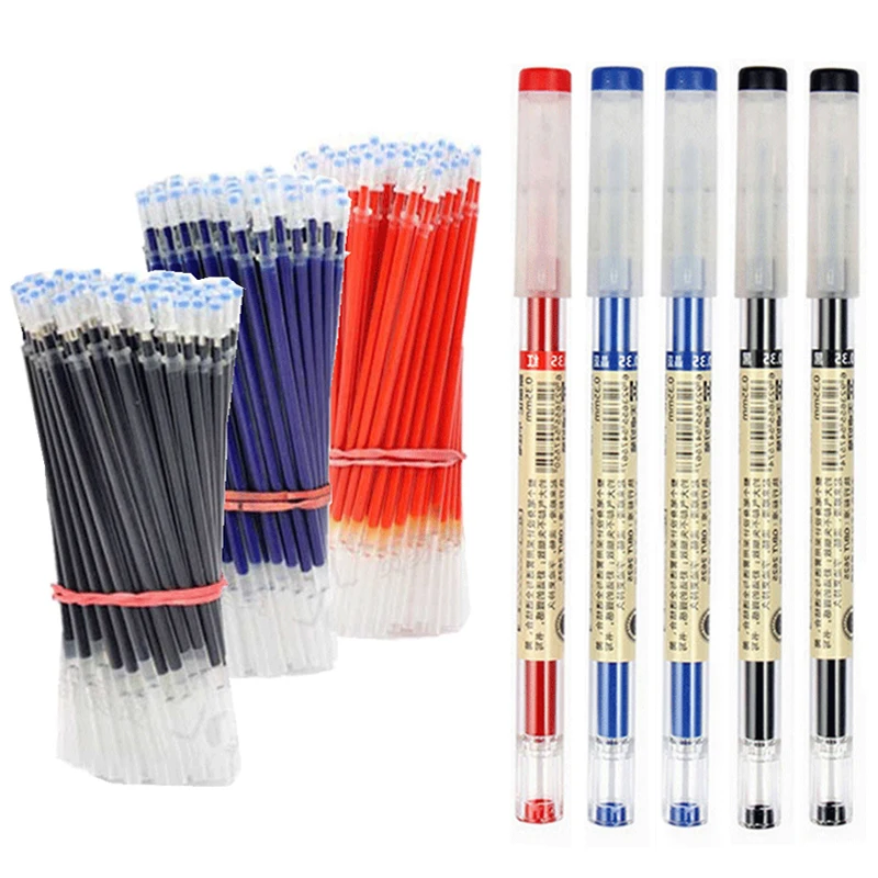 Haile Gel Pens set Black/Blue/Red ink 0.35mm Thin Tip Refills Rods Set Gelpen For School Office Writing Stationery Supplies