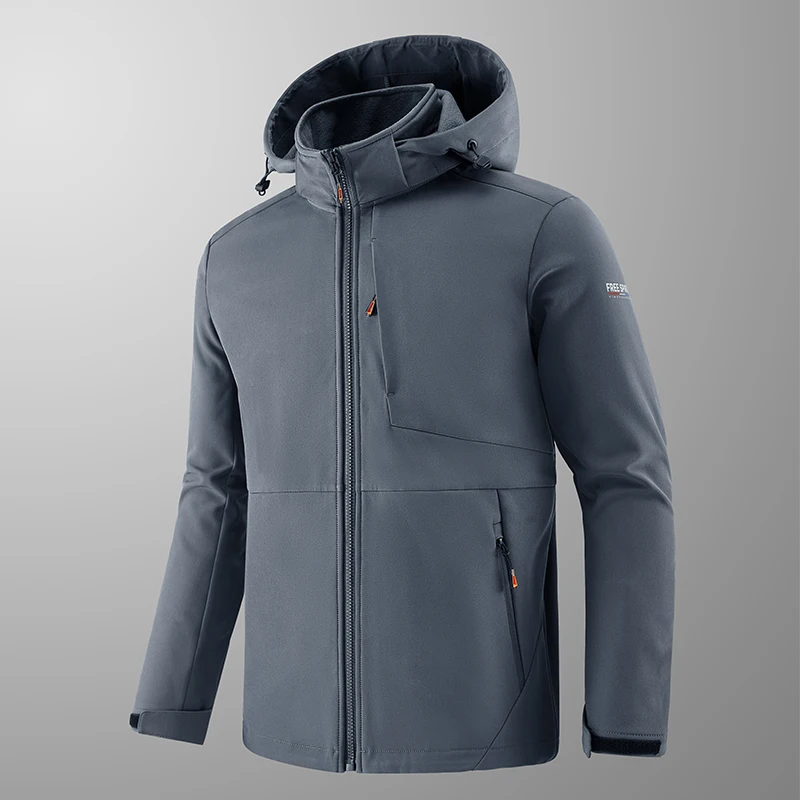 Autumn Men Windproof Outdoor Fleece Jackets Coat Man Detachable Hat Sport Jogger Jacket Man Outwear Camp Hike Windbreaker Jacket