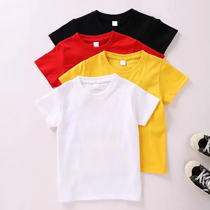 

Summer Casual School Kids Cotton Plain Tee Tops Baby and Boys Short-Sleeved T-Shirt Children Outfit Clothing 3-14Years