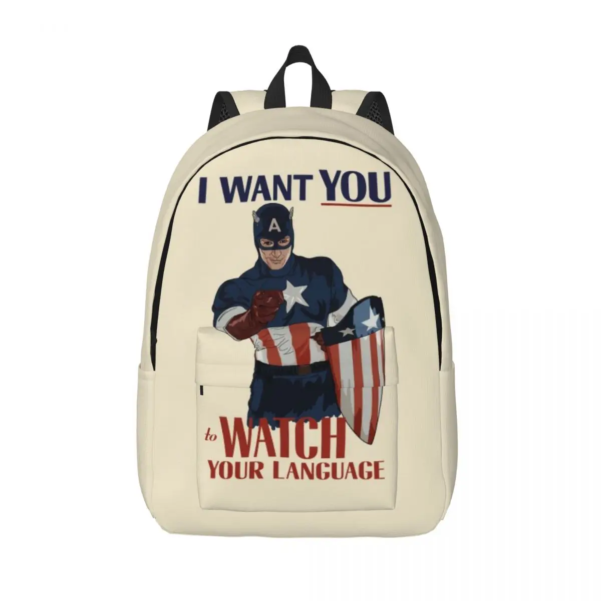 Custom Captain America I Want You Travel Canvas Backpack Men Women School Computer Bookbag College Student Daypack Bags