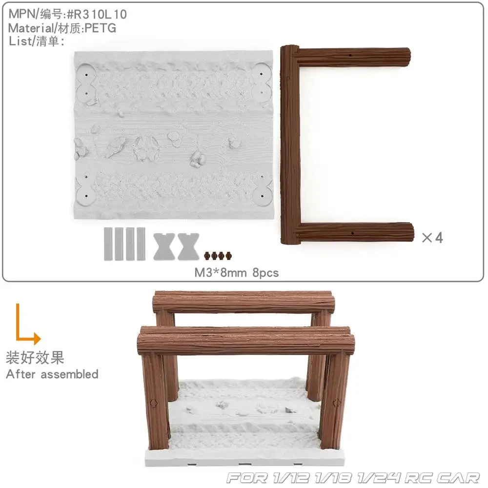 Simulated Wooden Pile Roadblocks Track Climbing Car Obstacles Unlimited Splicing for 1/10 1/12 1/18 1/24 RC Crawler Car Traxx/as image 3