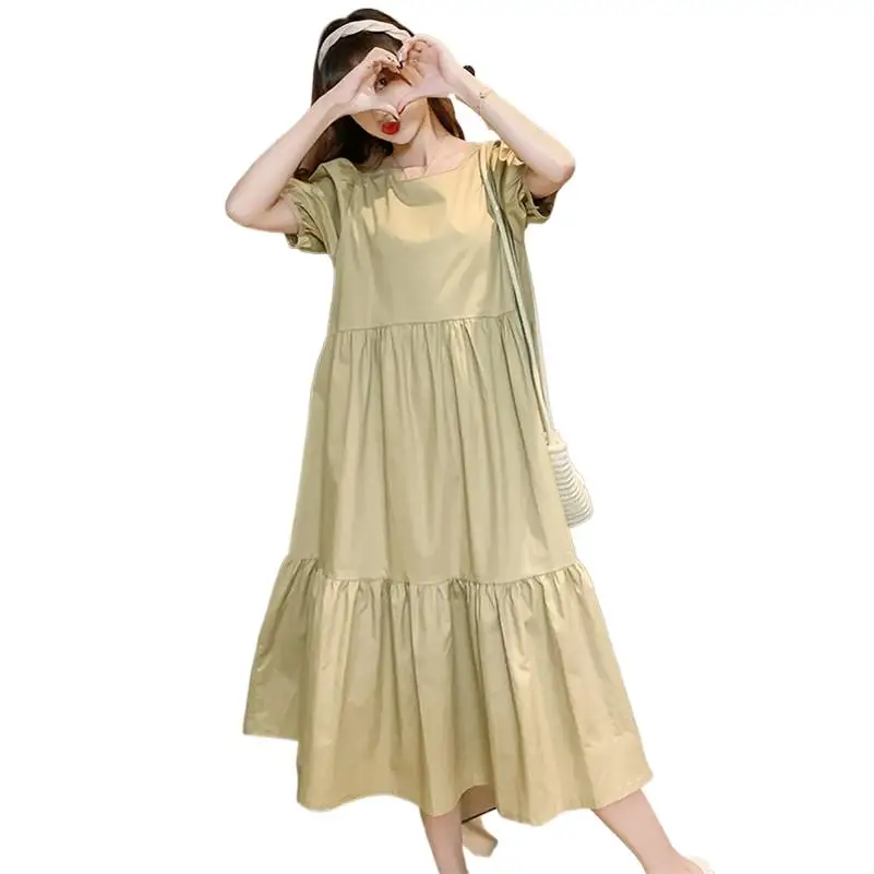 Robe d'été 2026 en coton et lin pour femme, élégante, style bureau, manches lanternes, volants, coupe ample, vêtements vestidos de fiesta