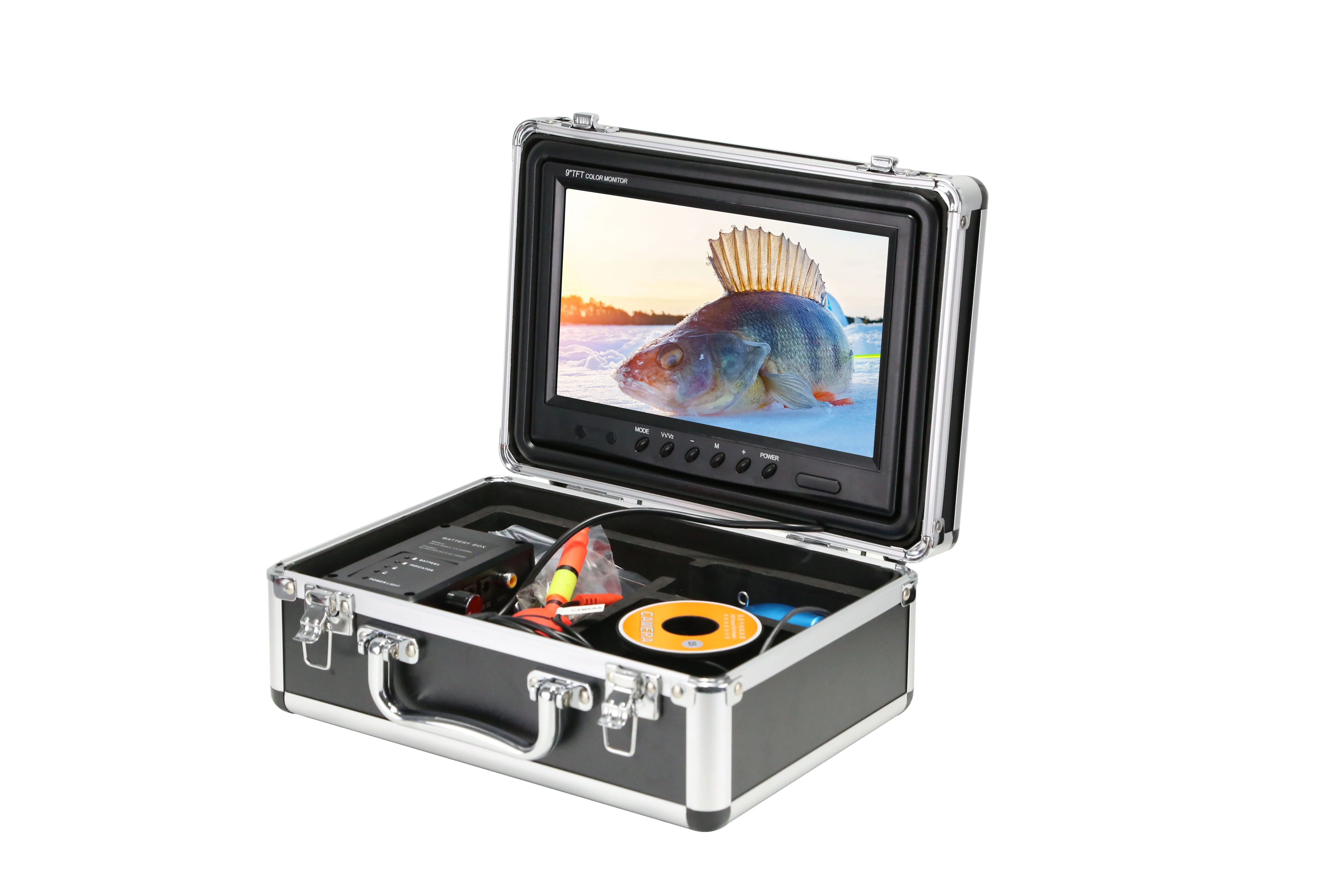 Underwater Fishing Camera 9'' Monitor Waterproof 30M 1000TVL Fish Finder Camera with 12pcs Infrared Lights for Boat Ice Fishing
