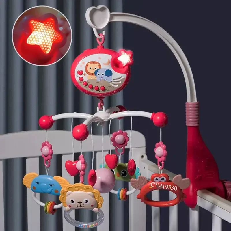 0-12개월 아기용 리모컨 유아용 침대 벨 조명 음악 만화 프로젝션 유니버설 유아용 침대 모빌 신생아 침대 벨 장난감 아기 선물