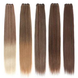 32 Inch Synthetic Hair Bundles 200 Grams Ombre Brown Grey 27/613 Blonde Cooper Highlight Synthetic Yaki Straight Hair Weaving