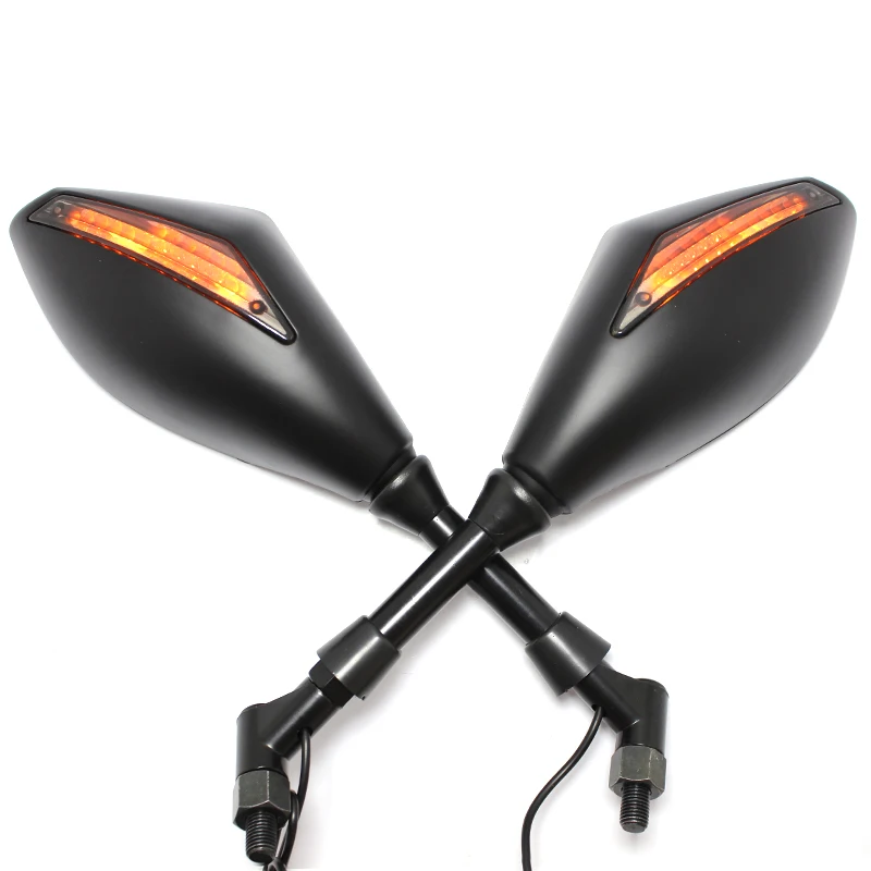 8/10mm Motorcycle Rearview Mirrors LED Turn Signals Lights for Hyosung GT125R GT250R GT650R Kawasaki Z750S Ninja 250R 650R