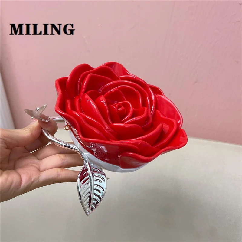 3D Acrylic Flower Box Bag Banquet Floral Dress Evening Day Clutch Bag Women's Mini Lipstick Small Bag