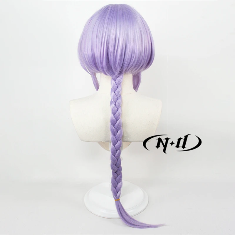 ND Qiqi 코스프레 가발 헤어피스 Genshin Impact 코스프레 헤어 가발 코믹 콘 코스터 의상 테마 파티 내열성 합성