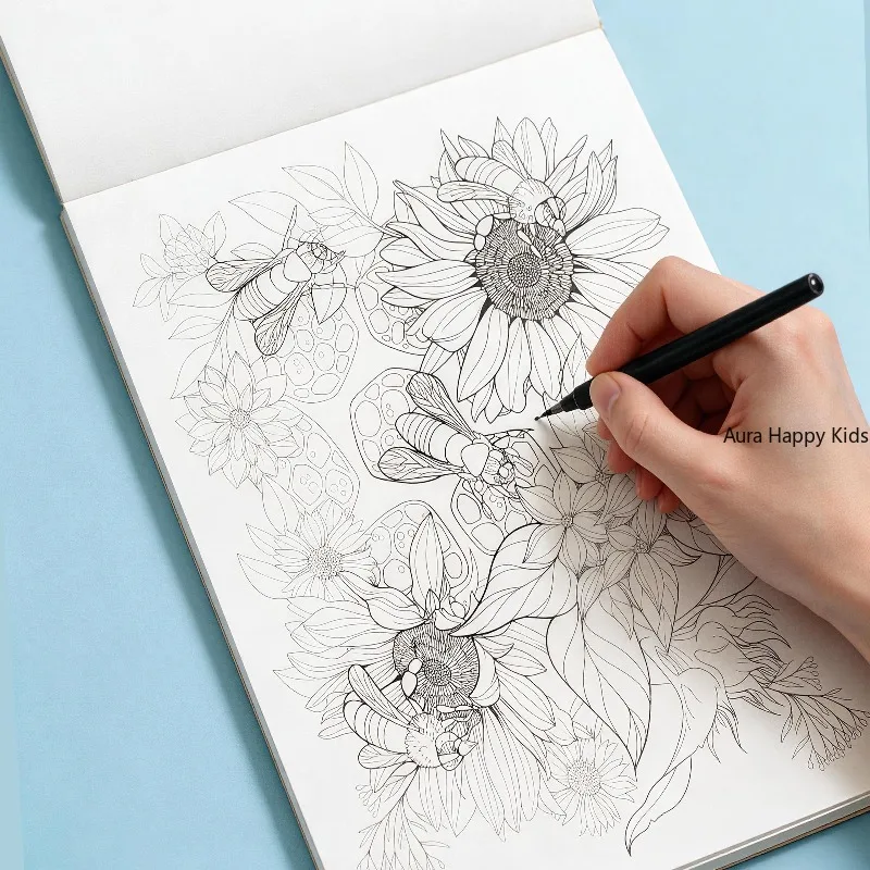 24 Page Adult Themed Coloring and Tracing Book, Featuring Symmetrical Flower Leaves, Mandalas, Space, Flowers, and Other Themes image 5