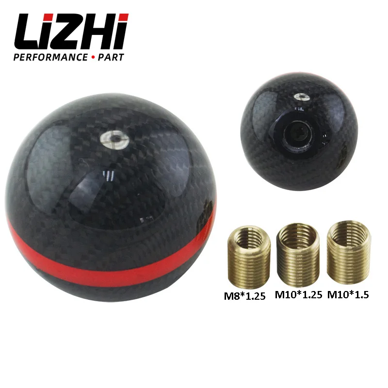 

LIZHI RACING - Real Carbon Fiber Gear Shift Knob Manual Automatic Spherical Shift Knob For Honda Acura/TOYOTA/NISSAN GSK06-0CF