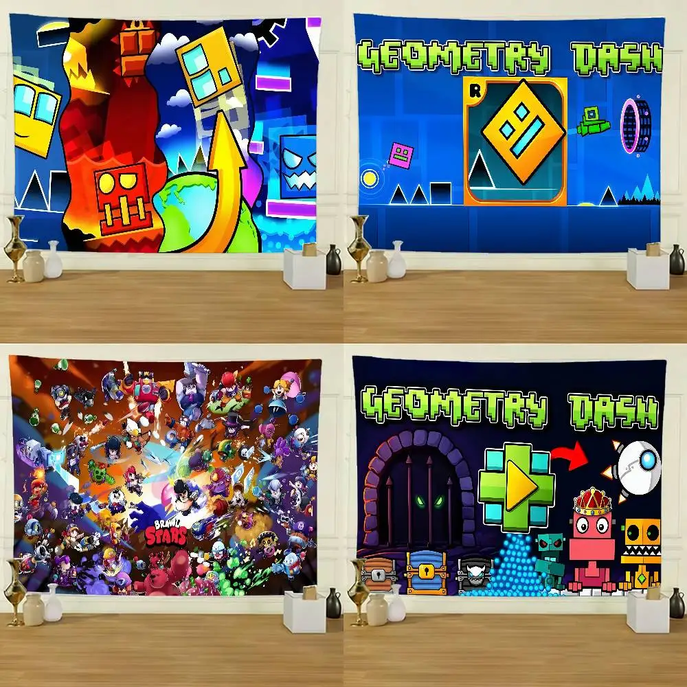 Video Game G-Geometry Dash Flag Tapestry Creative Pattern Photo Living Room Wall Art Decor Party Outdoor Decorate Banners