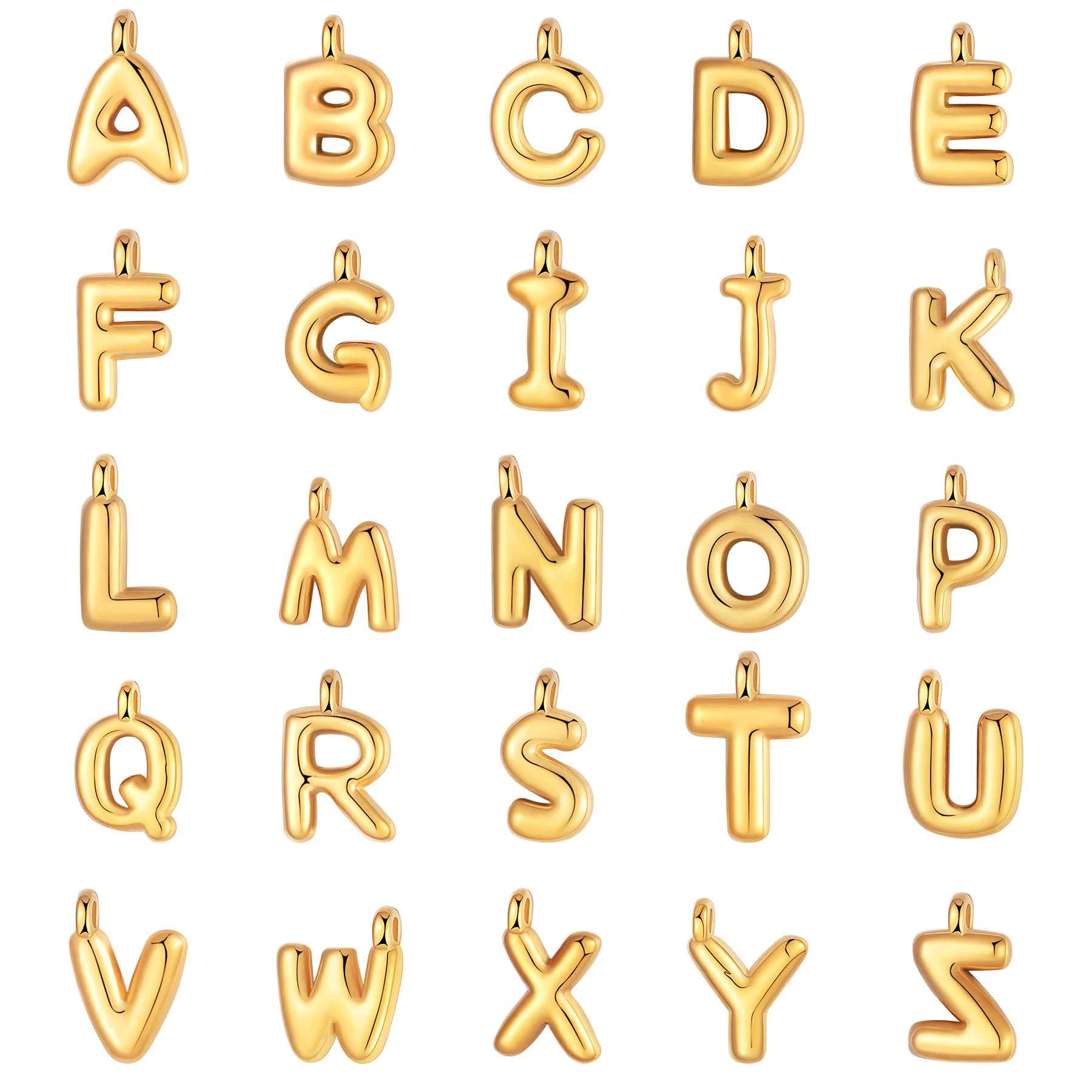 

3Pcs/Lot Small Balloon Alphabet Initial Charms for Necklace Bracelet Making Stainless Steel Small Bubble English Letter Pendants