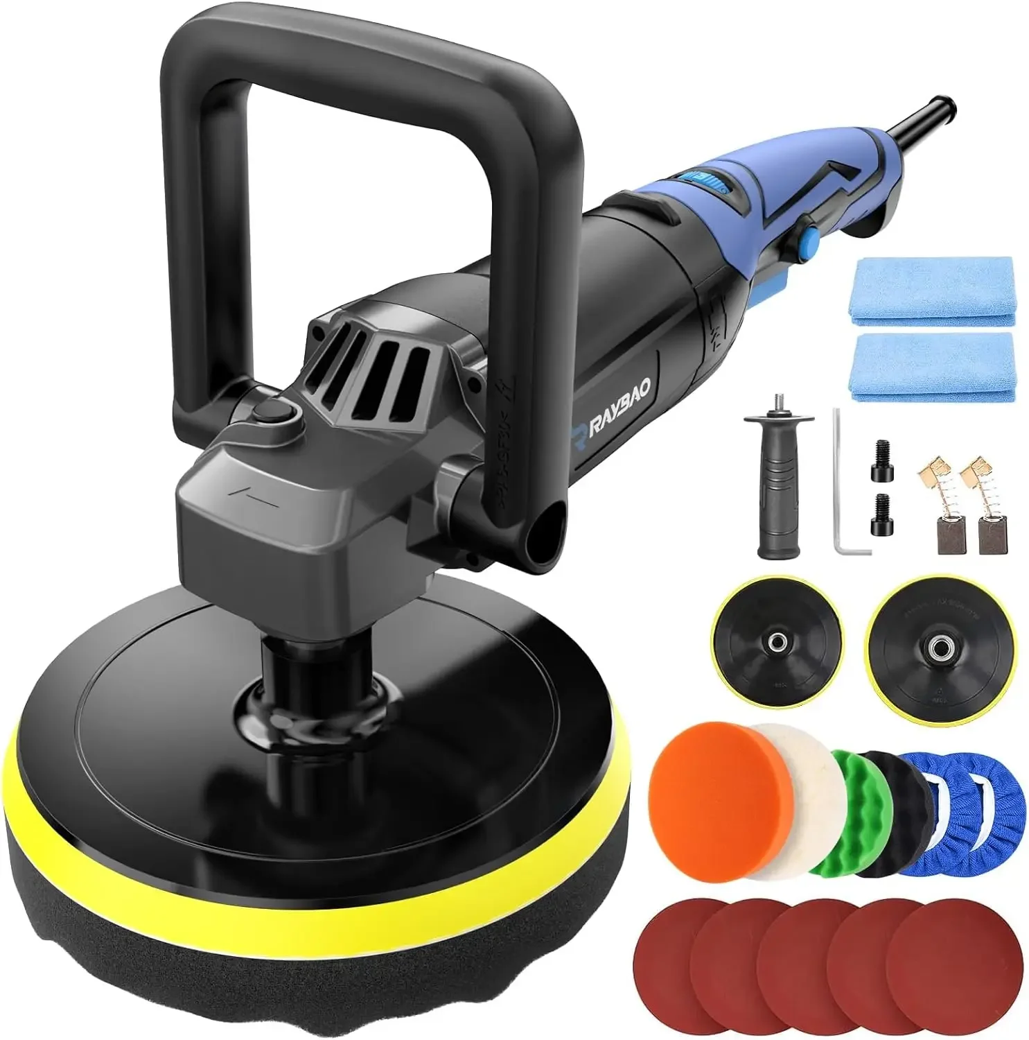 

Powerful 1200W Variable Speed Buffer Polisher with 7-inch/6-inch Pads and Detached Handle for Car Detailing - Rotary Buffer Po