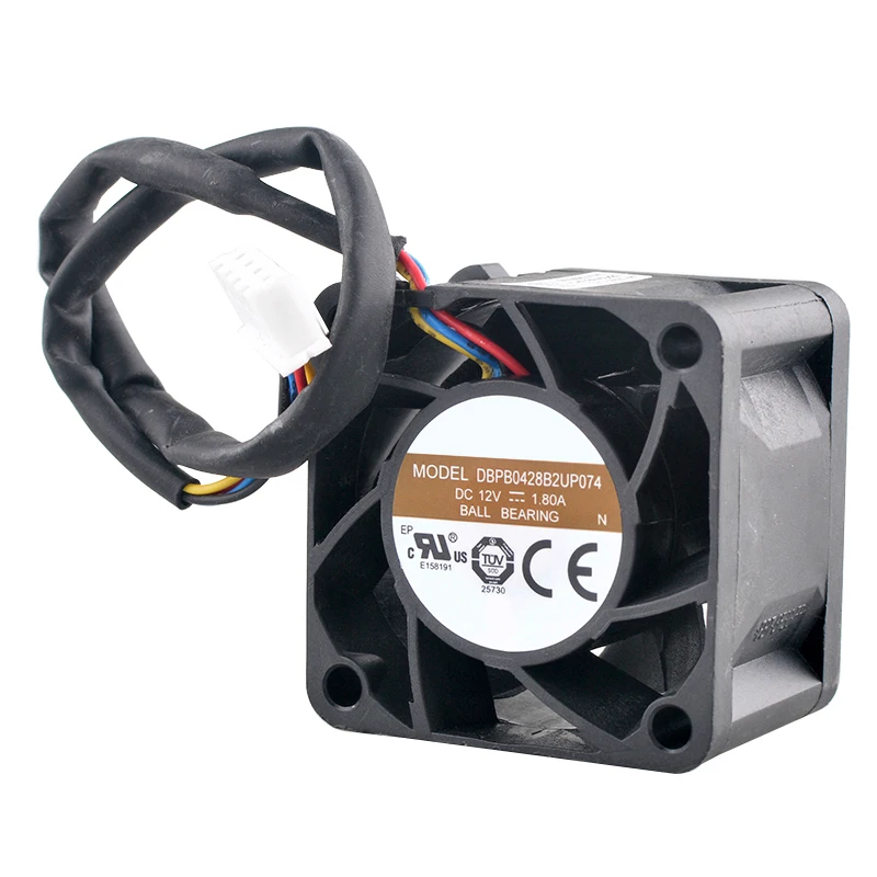 

(2 шт.) Высокоскоростной охлаждающий вентилятор с двумя шариками, 4 см, 40 мм, 40x40x28 мм, 12 В постоянного тока, 1,80 А, 4-контактный, 25000 об/мин для блока питания 1U, 2U — DBPB0428B2UP074