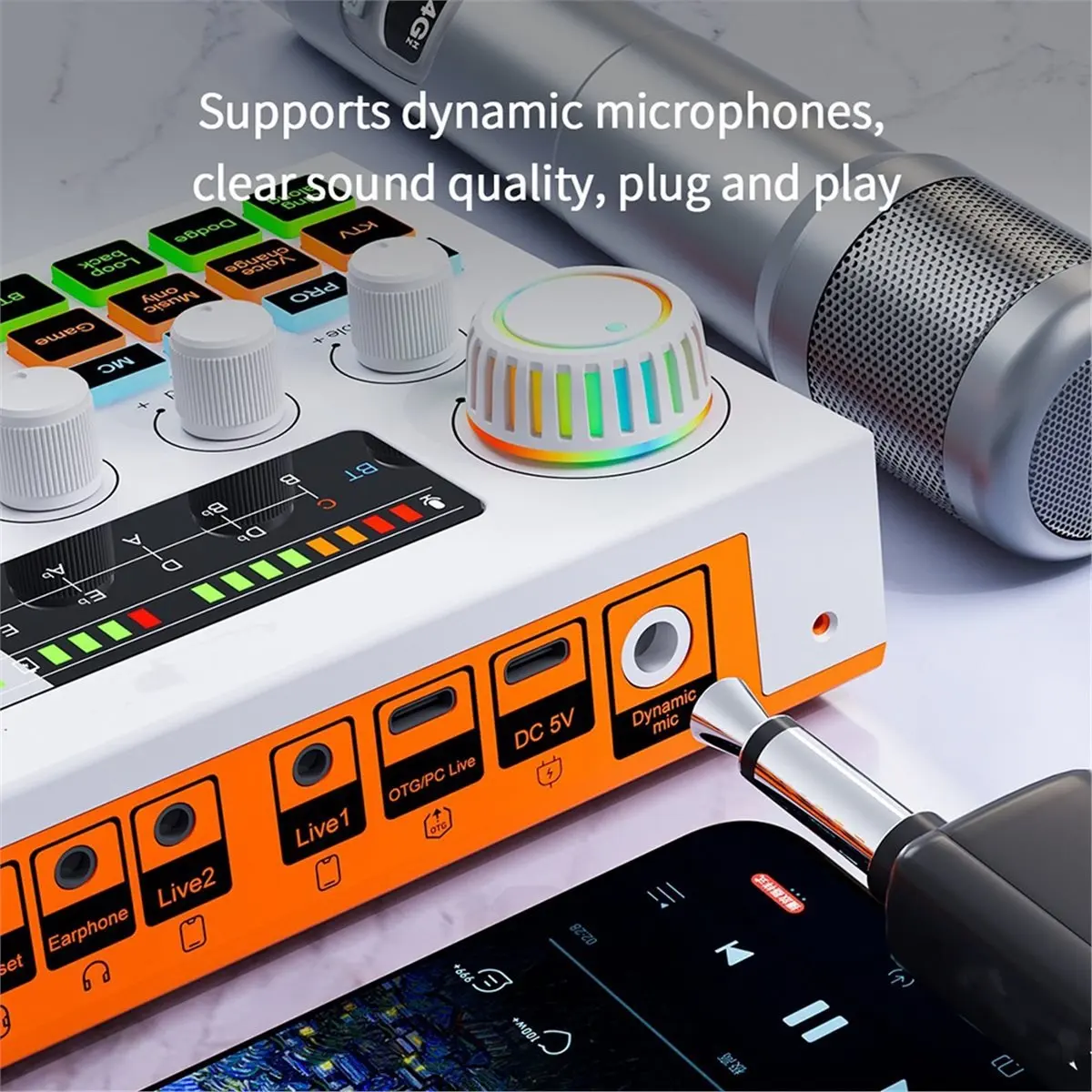 

Punctual- F999 Ultra Sound Card Bluetooth Touch Screen Mixer K Song Recording Accompaniment Independent Live Sound Card Black