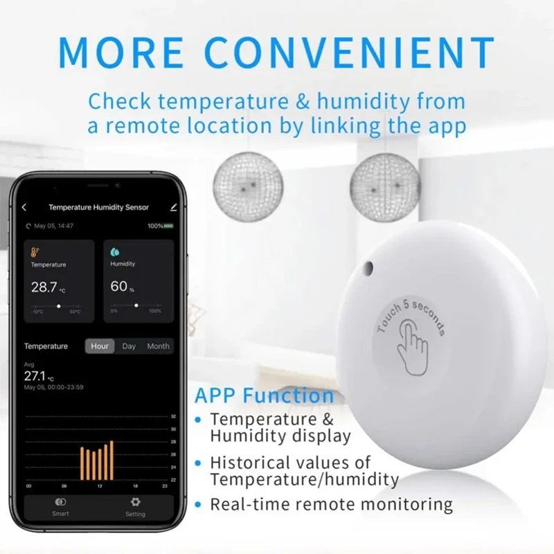 Tuya Bluetooth PT216B White Temperature Meter Indoor And Outdoor Thermometer Hygrometer Sensor Gauge