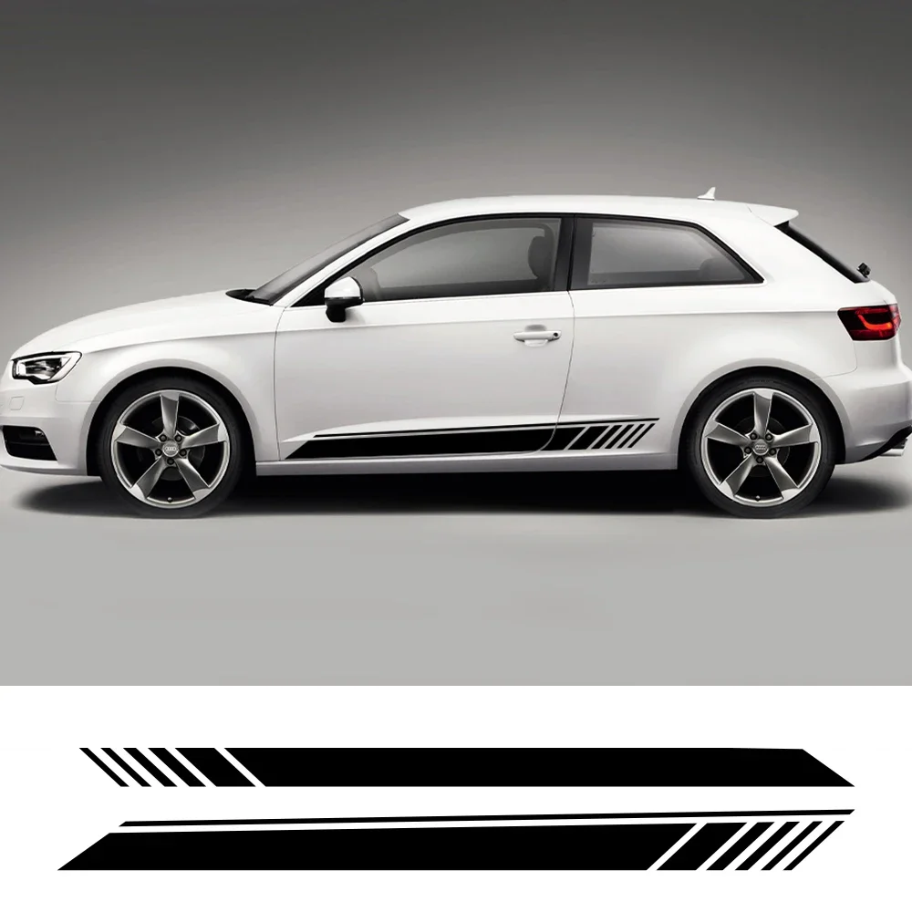 

Наклейка на дверь автомобиля в полоску, наклейка на боковую юбку, спортивные переводки, внешние аксессуары для Audi A3 8V 8P 8Y S3 RS3 Sedan Sportback TFSI