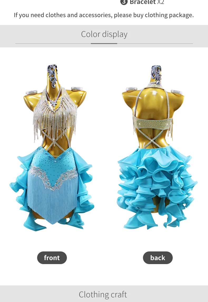 Neues Latein-Tanzkleid für Damen, Elegantes Party-Kostüm für Festivals, Ballsäle und Besondere Anlässe, Abendgarderobe 2026 für Mädchen – Detail 5