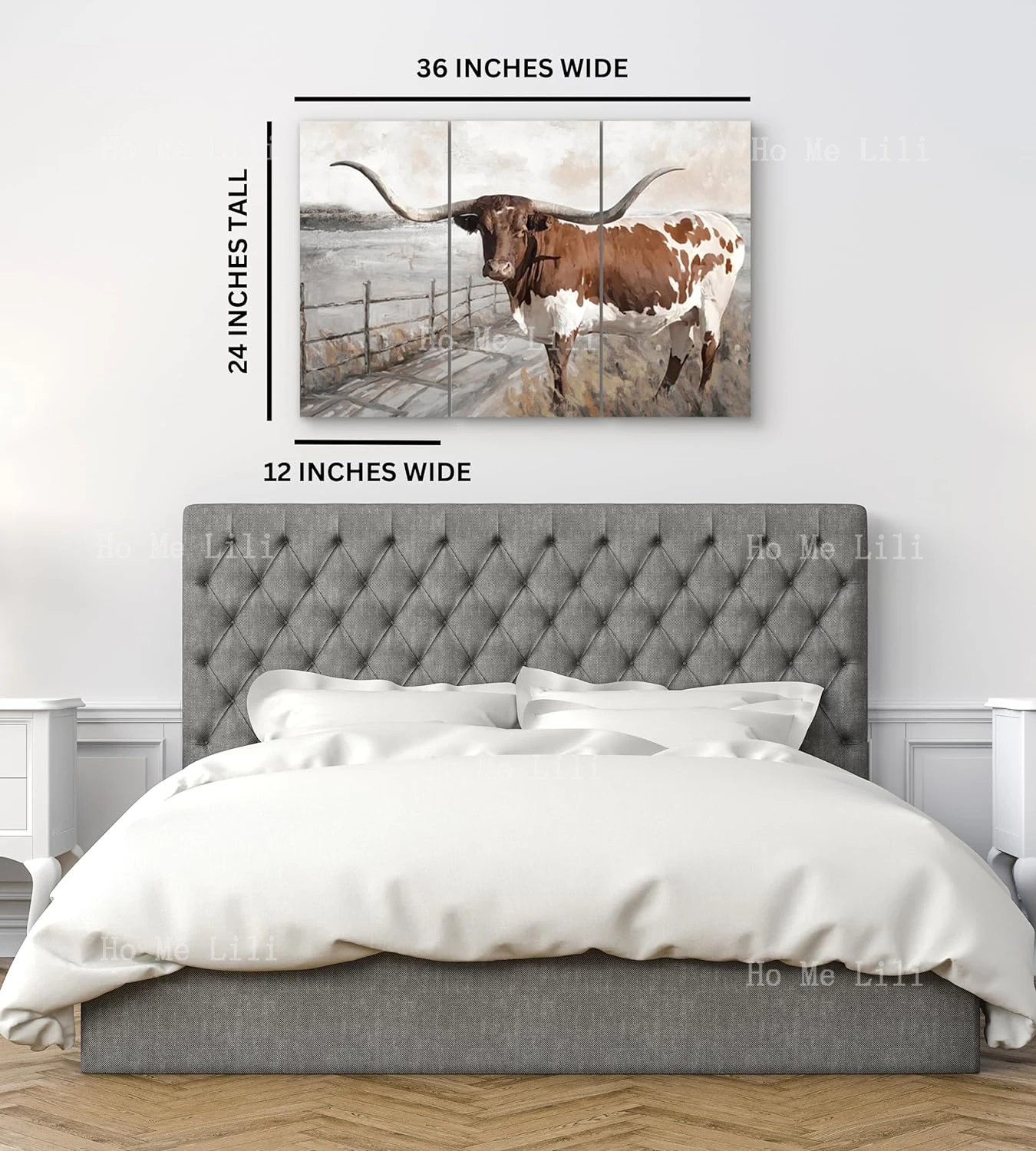 Longhorn Wall Decor Cattle Farmhouse Artwork 3 Piece Print Long Horn Picture For Living Room Home Or Western Office Decor