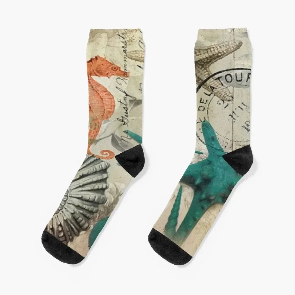 

Носки женские и мужские велосипедные из органической ткани с принтом морских водорослей