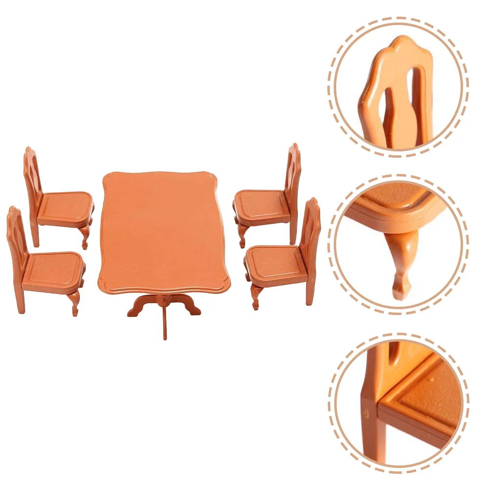 5 Pcs Dining Table Chairs Set 1 12 Scale House Furniture Miniature Furniture Models Plastic Accessories Educational Toy