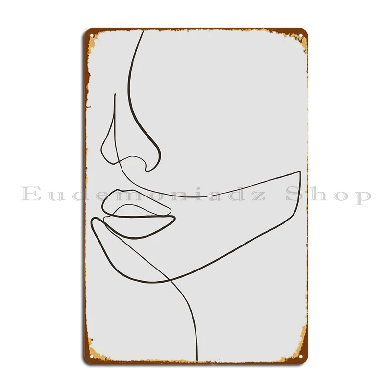 Erotic Woman Face Line Art Metal Sign Painting Painting Cinema Designer Sign Tin Sign Poster