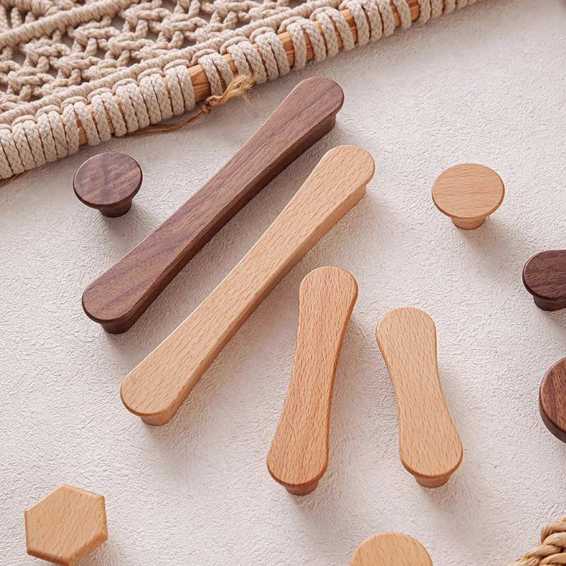 Minimalist Drawer Handles Nordic Solid Wood Cabinet Handles Long Pulls for Floor-to-Ceiling Wardrobe Kitchen Cabinets & Drawers