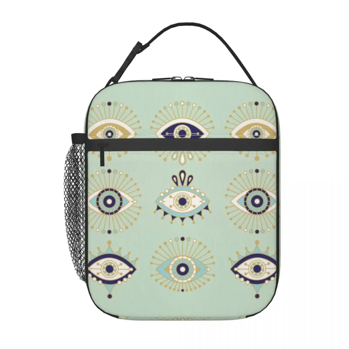 Evil Eye Collection Insulated Lunch Tote Bag for Women Mediterranean Hamsa Lucky Charm Portable Cooler Thermal Bento Box School