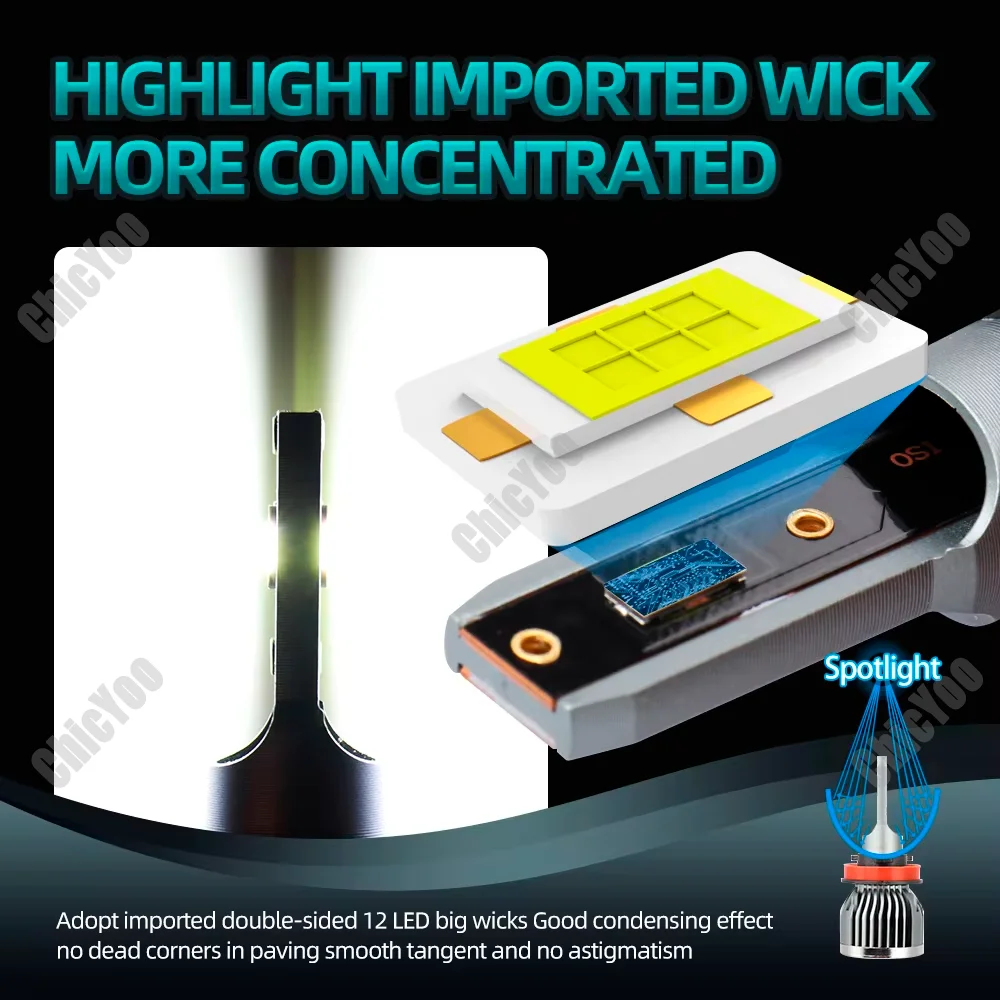 Picture 5: 2X Canbus No error H11 H8 H9 Car LED Headlight Bulbs High Power Super Bright 6000K White For Buick LaCrosse 2010 2011 2012 2013