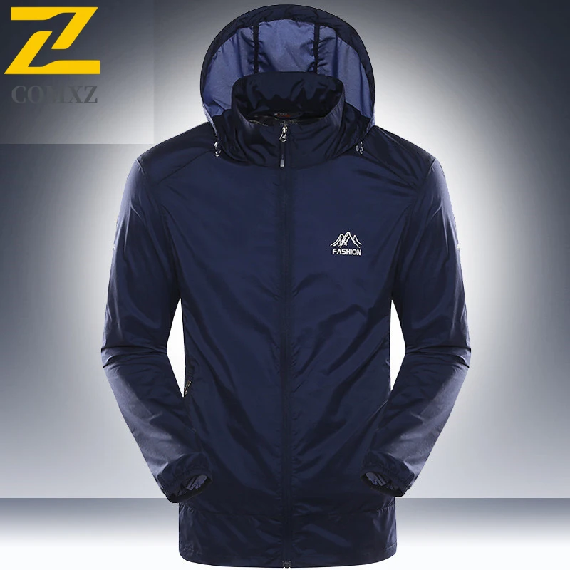 Summer Windproof Jacket Men's Casual Brand Solid Color Lightweight Sunscreen Skin Clothes Outdoor Fishing Camping Hooded Coat