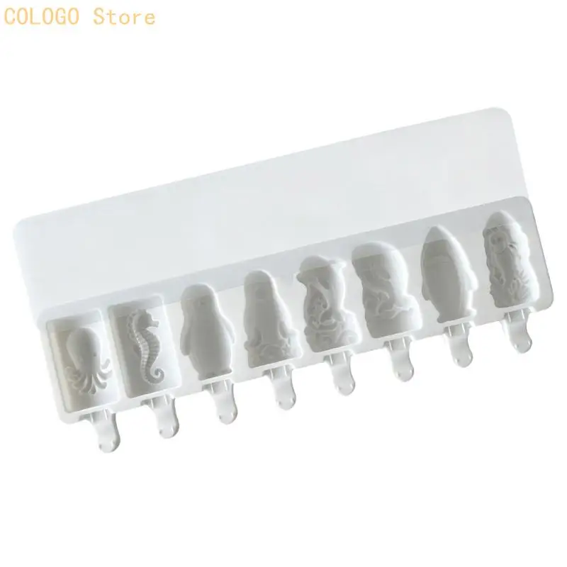 Ocean Animal Dessert Tray with Lid 8 Cavities Marine Creature Ice Cream Mould D0LD