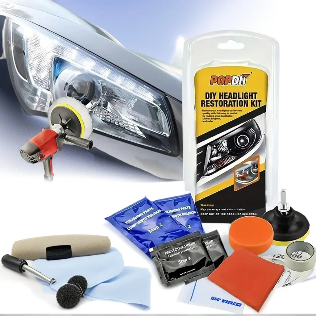 

Car Headlight Restoration Kit - Scratch Repair Polishing Paste with Drill Adaptor Tools