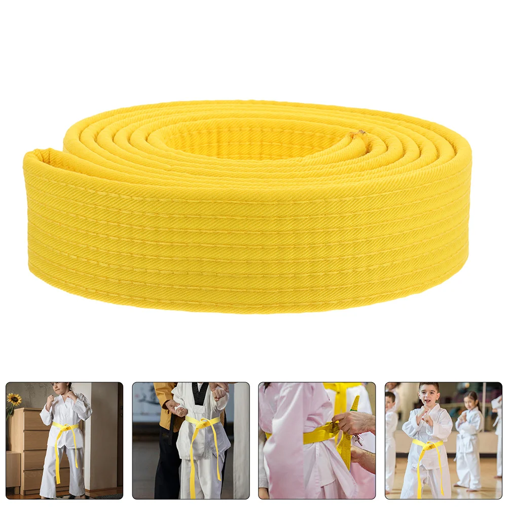 2 Pcs Taekwondo Belt Men's Karate Gifts Martial Wrist Bands Yellow Cotton Boxing Costume