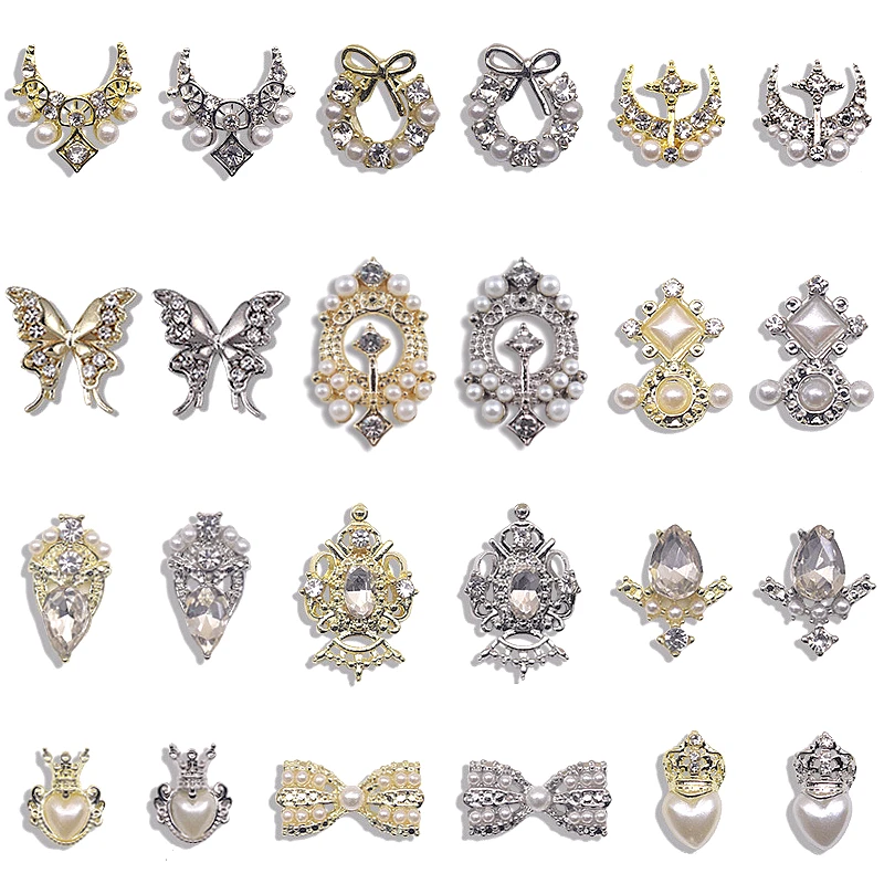 10PCS Luxury Alloy 3D Nail Art Charms Baroque Court Style Nail Decoration Supplies Jewelry Accessory Parts Manicure Decor Tools