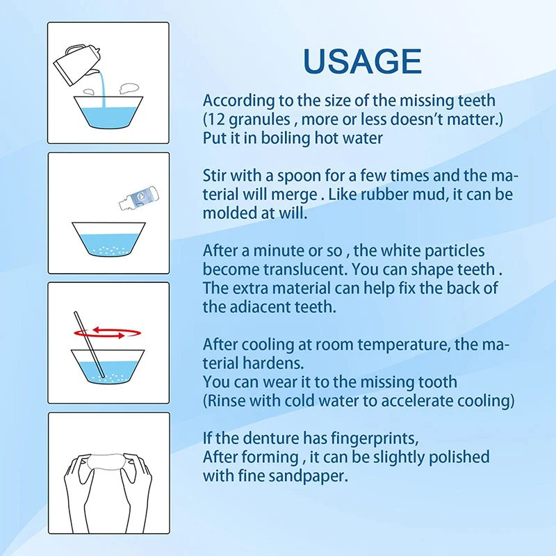 5-50มล. ลูกปัดซ่อมแซมฟันชั่วคราวที่ขาดหายไปฟันวัสดุอุดฟันฟันฟันฟันฟันฟันปลอมเกรดอาหาร faleth กาวแข็ง