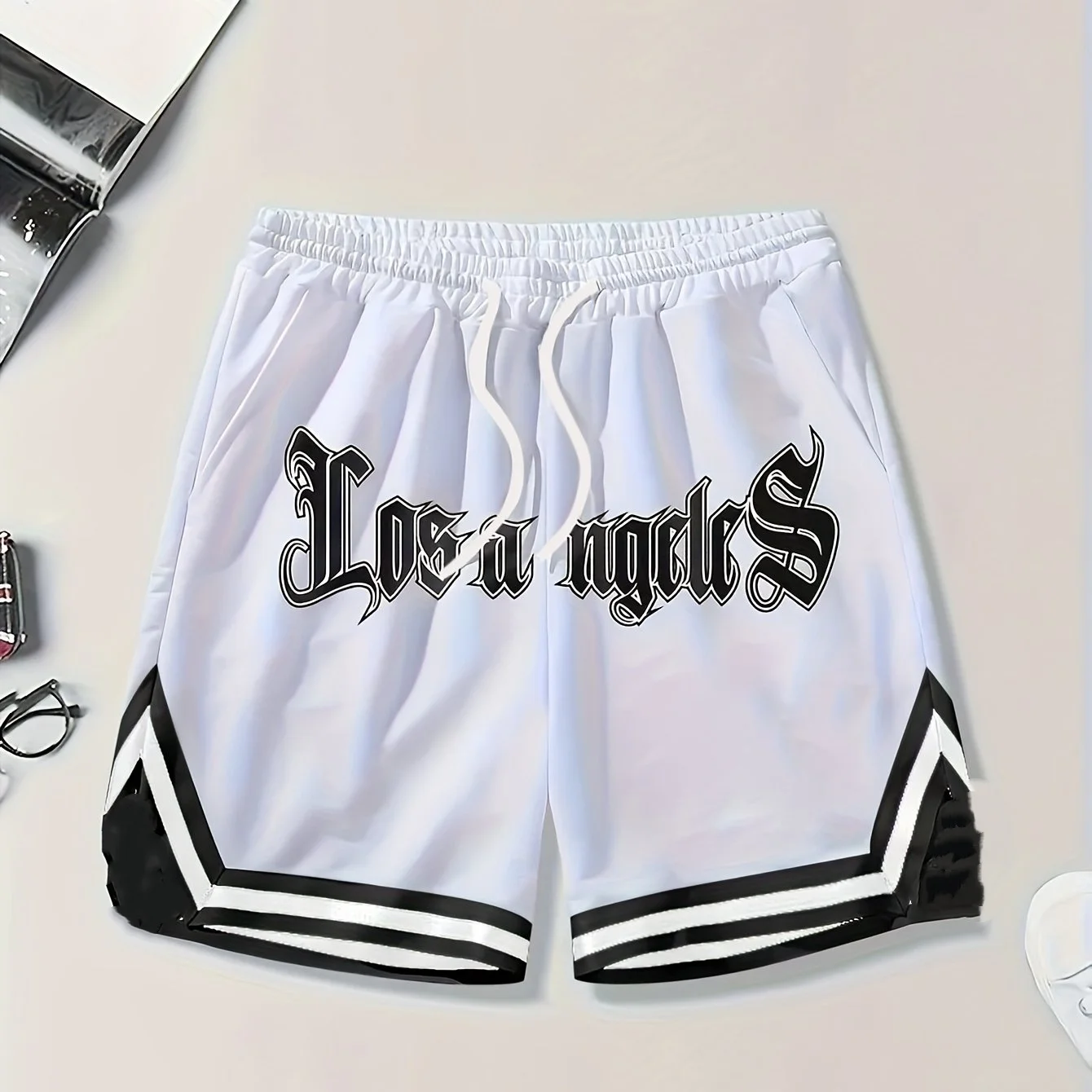 

2026 New Los Angeles Gothic Script Retro Basketball Shorts Men Quick Drying Shorts Are Suitable for Daily and Training Wear Y2k