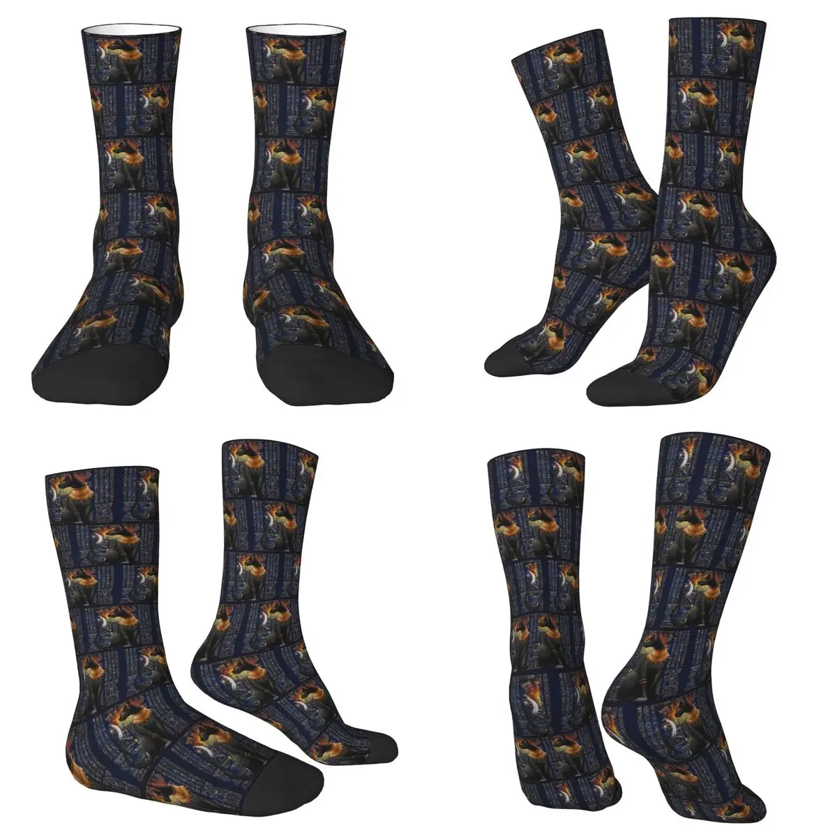 All Seasons Crew Stockings Vintage Egyptian Cat Goddess Bastet 10 Socks Harajuku Long Socks for Men Women Valentine's Day Gifts