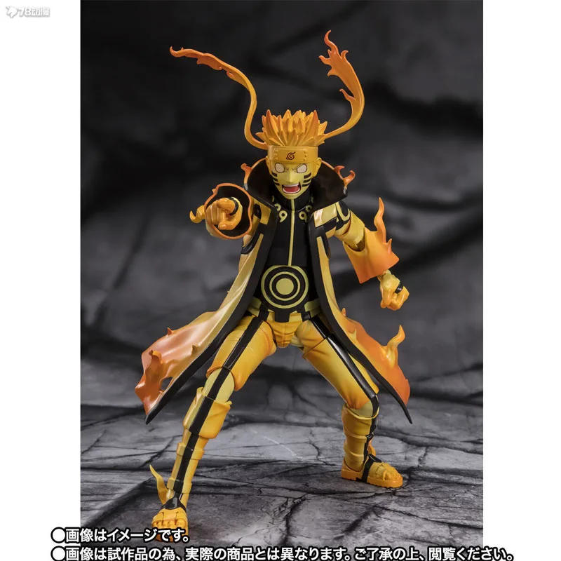 Bandai Original S.H.Figuarts Anime Figur Uzumaki Naruto (Kurama Mode) Actionfigur Spielzeug für Jungen Kinder Geschenk Sammlermodell