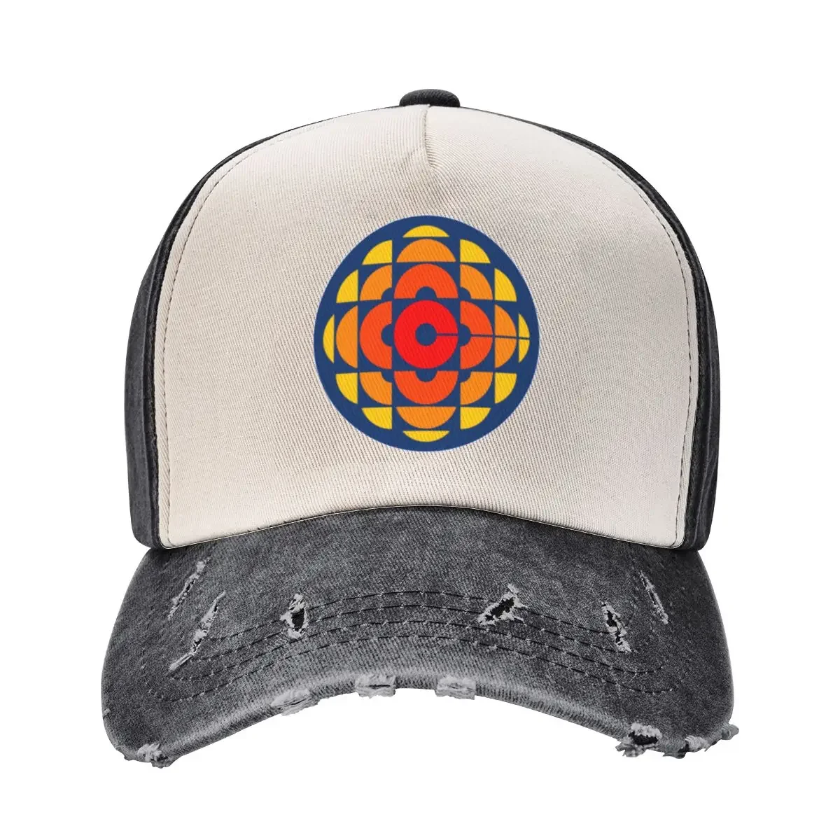 Old Canadian Broadcasting logo (blue background) Baseball Cap Thermal Visor Rave Golf Men Women's