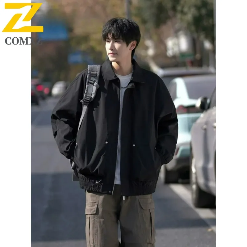 

COMXZ Мужская университетская куртка Минималистичный отложной воротник Открытый туризм Сплошной цвет Рыбалка Ветровка Куртка Повседневное дышащее пальто