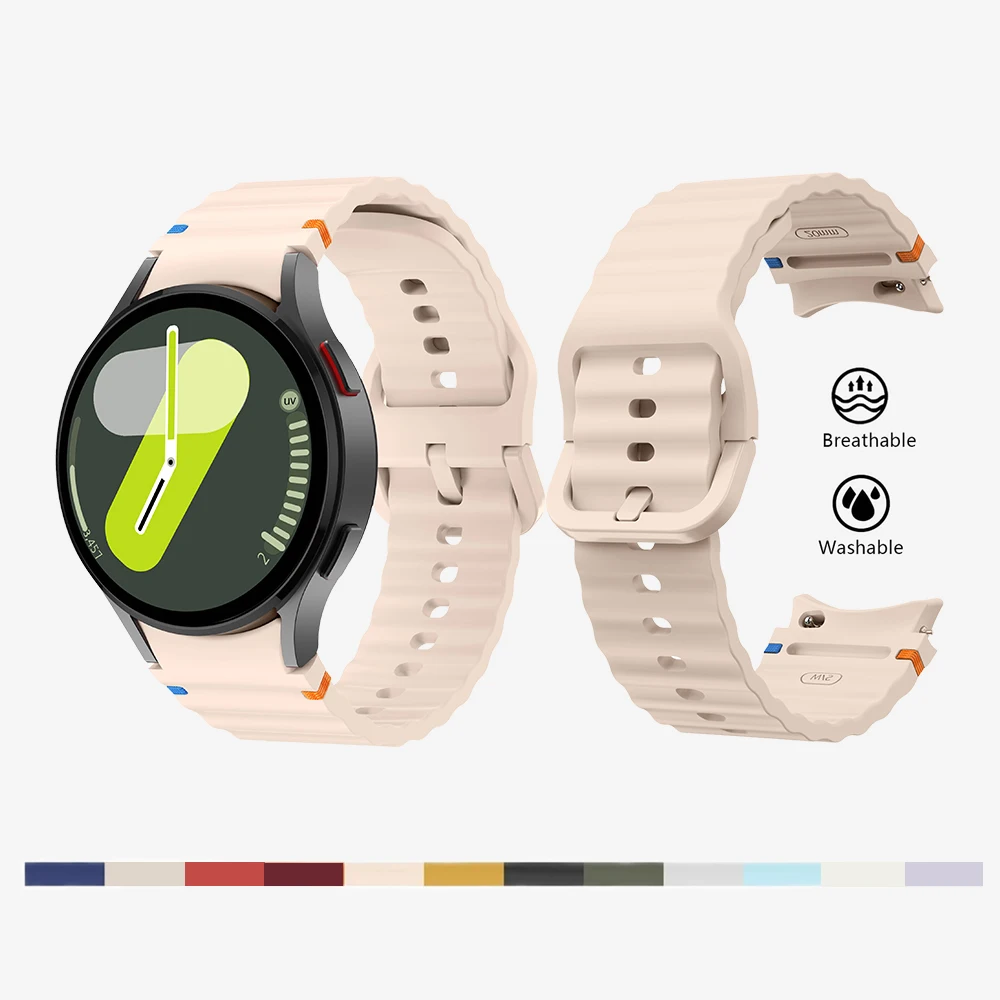 Official Band for Samsung Galaxy watch 7/FE/5 Pro/6/4 classic 44mm 40mm Silicone Running Watchbands for Galaxy watch 7 40mm