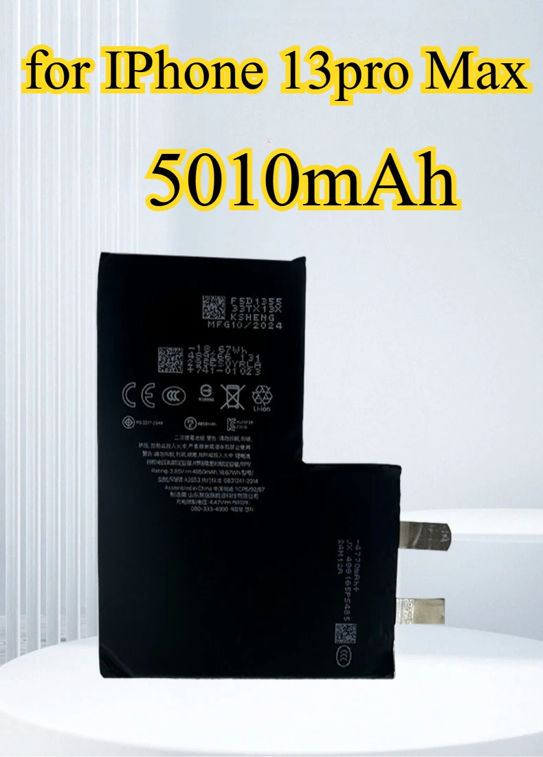 

5010 мАч, подходит для аккумуляторов IPhone 13 pro Max, быстрая зарядка, длительный срок службы, большая емкость, безопасный и прочный мобильный аккумулятор