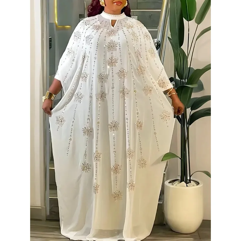 Abayas para Mujer, Vestido Musulmán Africano de Moda de Dubái, Caftán Marroquí, Vestidos de Fiesta, Chifón, Boubou, Túnica, Djellaba para Mujer